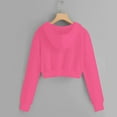 thumbnail image 5 of Ecqkame Girls Crop Sweatshirts Casual Solid Color Short Style Jackets Hooded Long Sleeved Sweatshirt with Pockets for Teens Hot Pink 120, 5 of 7