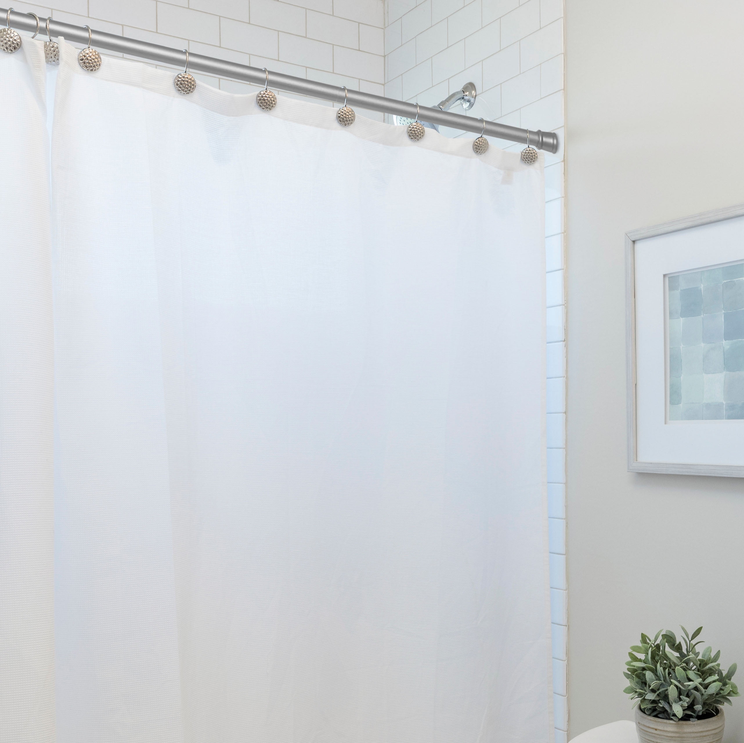 Achim Adjustable Silver Shower Curtain Rod - 1" Diameter, Adjustable 41-76 Inches