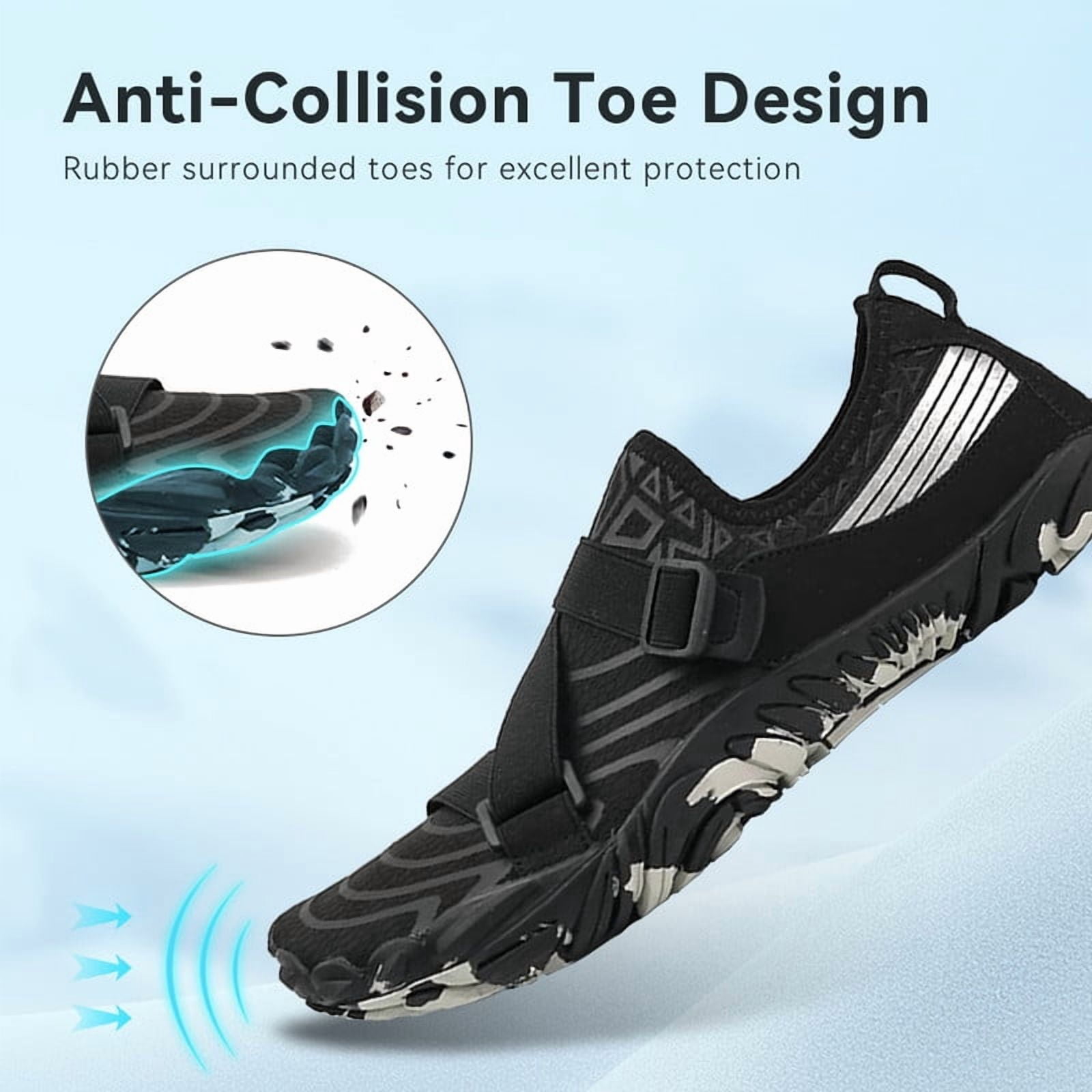 Stepedia Water Shoes Women Wide Barefoot Athletic Hiking Aqua Shoes Quick Dry Beach Shoes, Black US 10.5