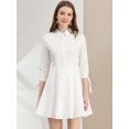 thumbnail image 2 of INSPIRE CHIC Robe-Chemise Patineuse en Coton pour Femmes à Col, Manches 3/4, Boutonnée, 2 of 6