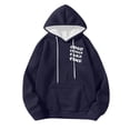thumbnail image 5 of Men's Outdoor Casual Hooded Drawstring Sweatshirt, GOOD THINGS TAKE TIME Graphic Print Pullover for Hiking, Streetwear,Navy,3XL, 5 of 8