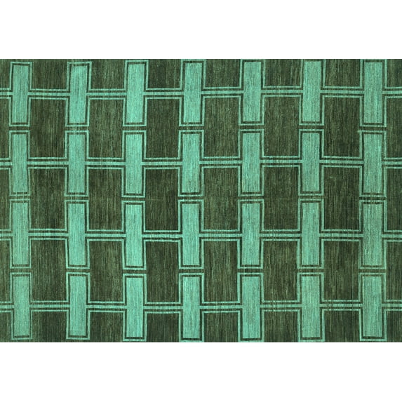 Ahgly Company Machine Washable Indoor Rectangle Abstract Turquoise Blue Contemporary Area Rugs, 4' x 6'