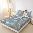thumbnail image 4 of Homewish Cartoon Game Player Bed Sheets for Boys, Grey Blue Pixelate Miner King Sheets, Checkered Plaid Sheet Set, Ultra Soft Bedroom Decor, 4pcs, 4 of 7