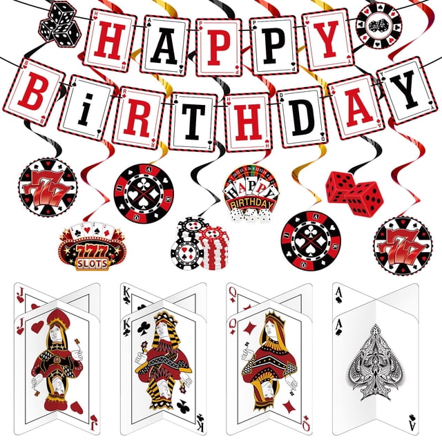 Decoraciones de fiesta con tema de póker Outus Casino, 17 piezas