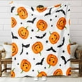 thumbnail image 5 of Clearance Under $10 Halloween Pumpkins Bats Rustic Orange & White Ultra Soft & Plush Throw Blankets Flannel Sofa Blanket Air Conditioning Cover Blanket, 5 of 8