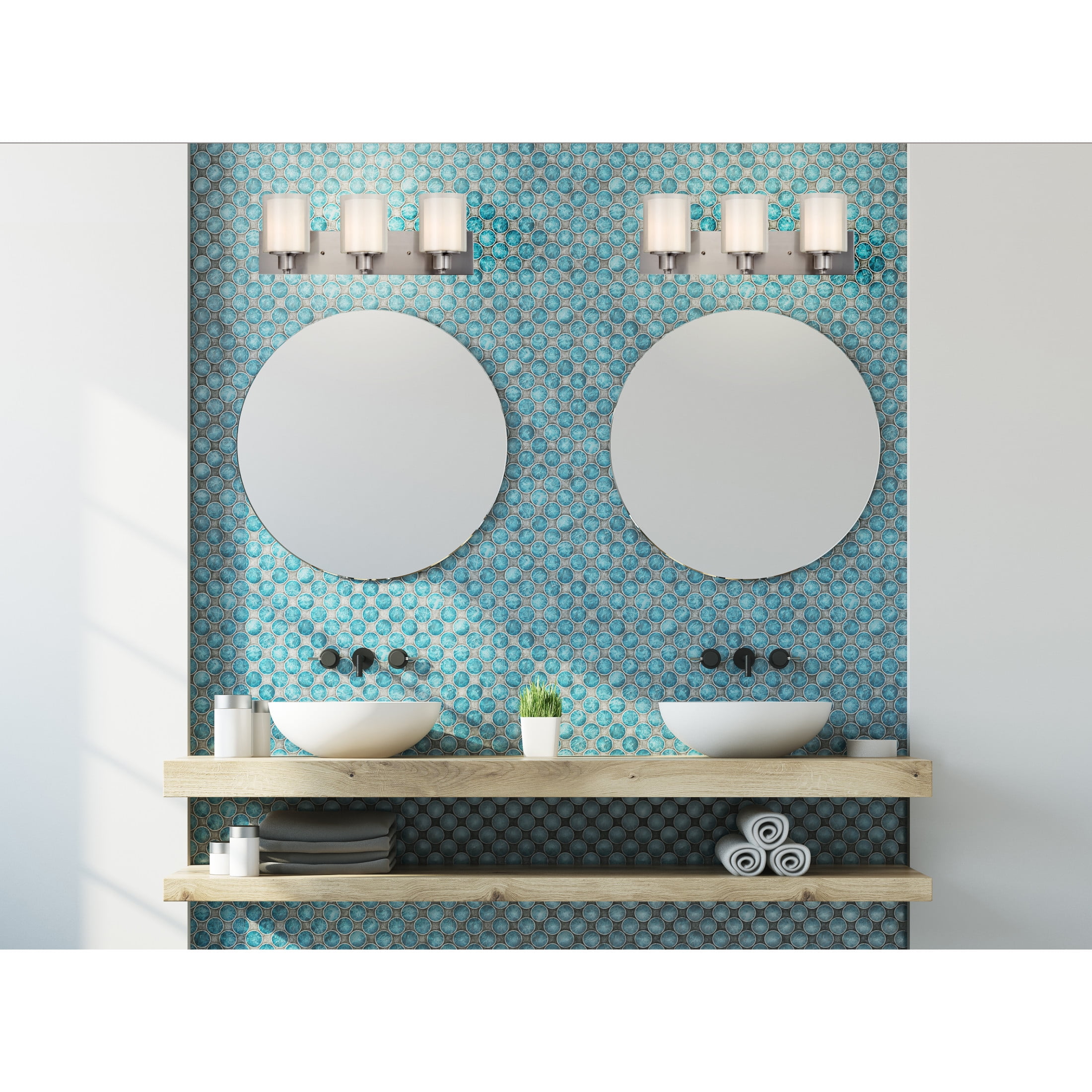 Design House Oslo Traditional 3-Light Indoor Dimmable Bathroom Vanity Light, Satin Nickel