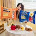 thumbnail image 5 of Almohada decorativa de fideos ramen japoneses con huevo, tomates, salchichas, murciélagos alienígenas, monstruos, donas, patatas fritas, bocadillo en una bolsa, pudín relleno, 5 of 5