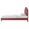 thumbnail image 4 of Platform Bed Frame, Queen Size, Pink, Velvet, Modern Contemporary, Bedroom Master Guest Suite Room, 4 of 5