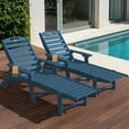 thumbnail image 5 of Ciokea HDPE Chaise Lounge Chairs Outdoor Set of 2 Wood Texture with Wheels 5 Positions Cup Holder for Patio Pool Navy, 5 of 9