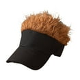 thumbnail image 2 of Dualoai Men's Novelty Spiked Hair Visor with Fake Hair for Hiking Outdoor Activities Brown, 2 of 9
