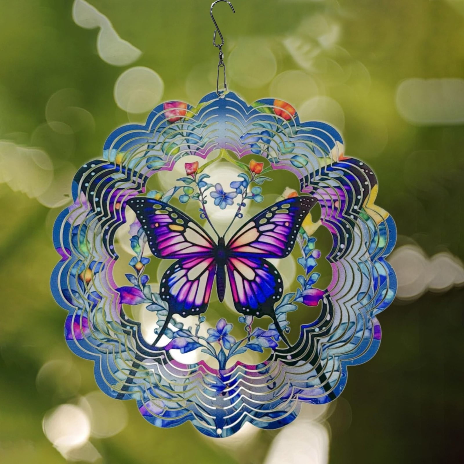 Butterflies Wind Spinners,Outdoor Garden Decor，Wind Chimes for Outside, Wind Spinners Outdoor Colorful Butterflies Hanging Decor,Ornaments Kinetic Yard Art, Unique Gifts for Women, 11.81Inches
