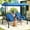 Blue, variant on Magic Union 3-Seat Outdoor Patio Swings with Adjustable Cover, Porch Swing Chair with Stand for Adults W/Pillows & Foldable Side Tray, Adult Cushion Swings Bench for Patio, Backyard, Garden