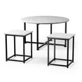 thumbnail image 1 of Giantex Faux Marble 3-Piece Coffee Table Set, Modern Round End Table & 2 Rectangular Sofa Side Tables w/ Adjustable Foot Pads, Home Furniture, Grey, 1 of 8