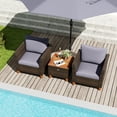 thumbnail image 3 of Patiojoy 3 Piece Patio Wicker Sofa Set, Outdoor Rattan Furniture Set W/ Acacia Wood Tabletop & Legs Gray, 3 of 9