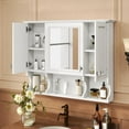 thumbnail image 2 of Bathroom Wall Cabinet with Mirror, Medicine Cabinet with 3 Doors and Adjustable Shelf, Space Saver Storage Cabinets Over The Toilet for Bathroom (35'' x 28'') (White), 2 of 7