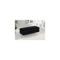 thumbnail image 3 of HomeStock Coastal Cottage Contemporary Velvet Upholstered Ottoman/Bench - Available with Rich Gold or Chrome Legs in Black Finish, Perfect for Living Rooms or Bedrooms, 3 of 3