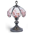 thumbnail image 1 of Benzara BM240943 Umbrella Shade Glass Table Lamp with Flowers & Hummingbird Print, Silver, 1 of 5