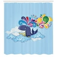 thumbnail image 3 of Ambesonne Cartoon Shower Curtain, Whale on Cloud Rainbow, 69"Wx84"L, Multicolor, 3 of 3