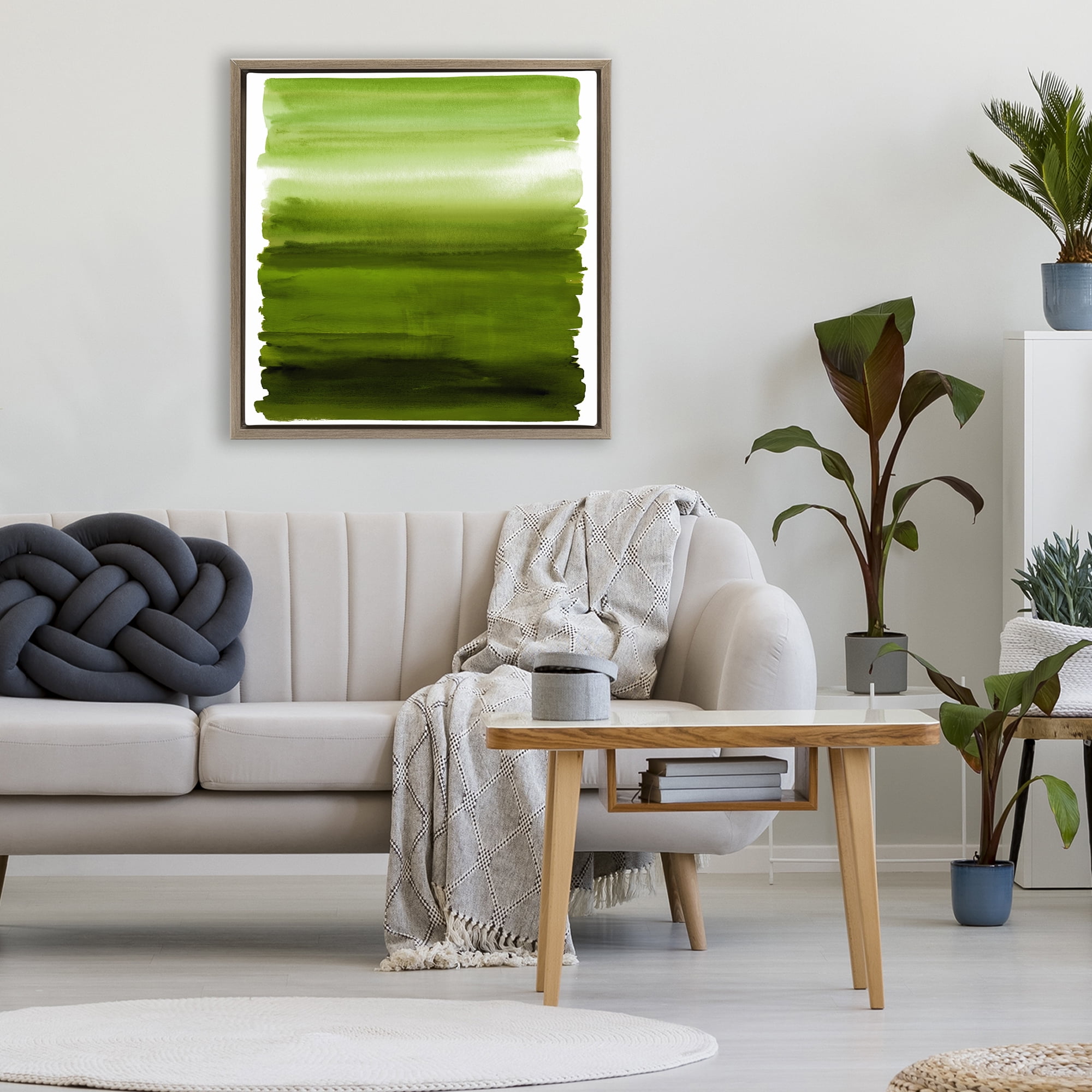 Stupell Industries Earthy Green Ombre Brown Framed Floater Canvas Wall Art, design by Allie Corbin