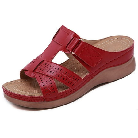 

Cuhas Wide Sandals for Women SlippersWomen Wedge Sandals Orthopedic Open toe Sandals Vintage Non-slip Casual Shoes