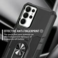 thumbnail image 5 of Phone Case for Samsung Galaxy S22 Ultra Case, S22 Ultra Phone Case Built in 360 Rotating Ring Stand, Luxury Heavy Duty Armor Hard PC Soft TPU Slim Phone Case for Samsung Galaxy S22 Ultra - Black, 5 of 10