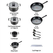 T-fal Aluminum Non-stick Cookware Set, 12 Piece, Pots and Pans, Black