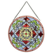 Warehouse of Tiffany Fineena Stained-glass 20-inch Window Panel with Hanging Chain