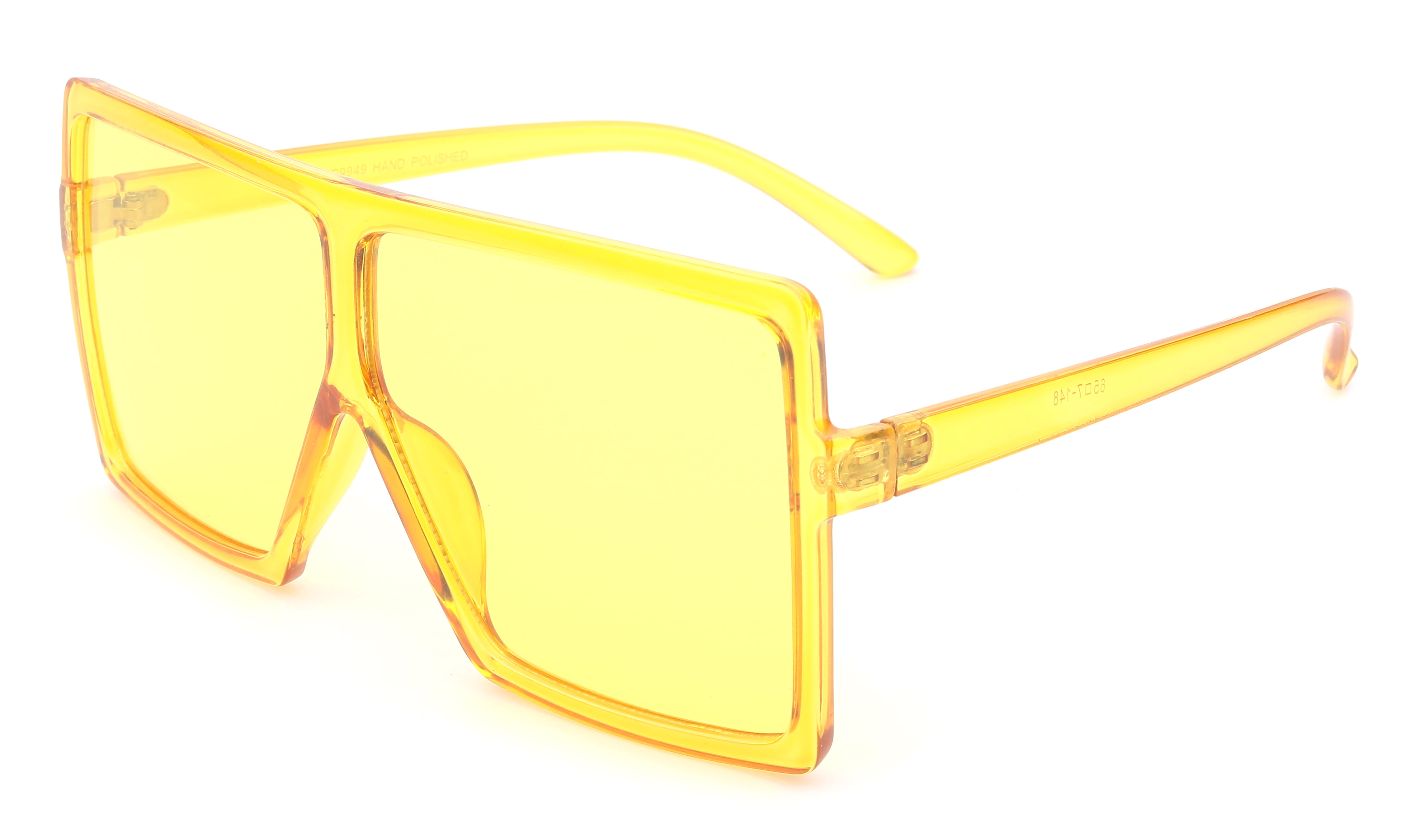 CLASSIC VINTAGE RETRO SHIELD Style SUN GLASSES Rimless Frame Flat Yellow Lens 