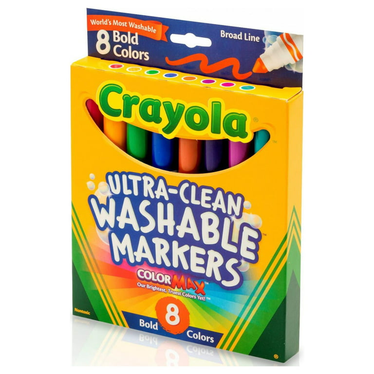 Crayola Washable Marker Set, 8-Colors, Broad, Bold