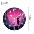 thumbnail image 2 of 12 Inch Wall Clock Battery Operated Silent Clock Decorative for Office, Kitchen, Outdoor, Living Room，Silhouettes of Deer At Sunset, Lovely, 2 of 4