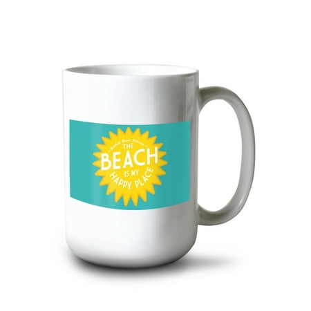 

15 fl oz Ceramic Mug Rehoboth Beach Delaware The Beach Is My Happy Place Sun Simply Said Contour Dishwasher & Microwave Safe