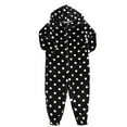 thumbnail image 4 of Gaexia Girls Flannel Polka Dot Romper Jumpsuit Loose Fit Warm Casual Sleepwear Playwear Pajamas Homewear Outfit For Toddler Soft Comfortable And Loungwear,Black,6-7 Years, 4 of 4