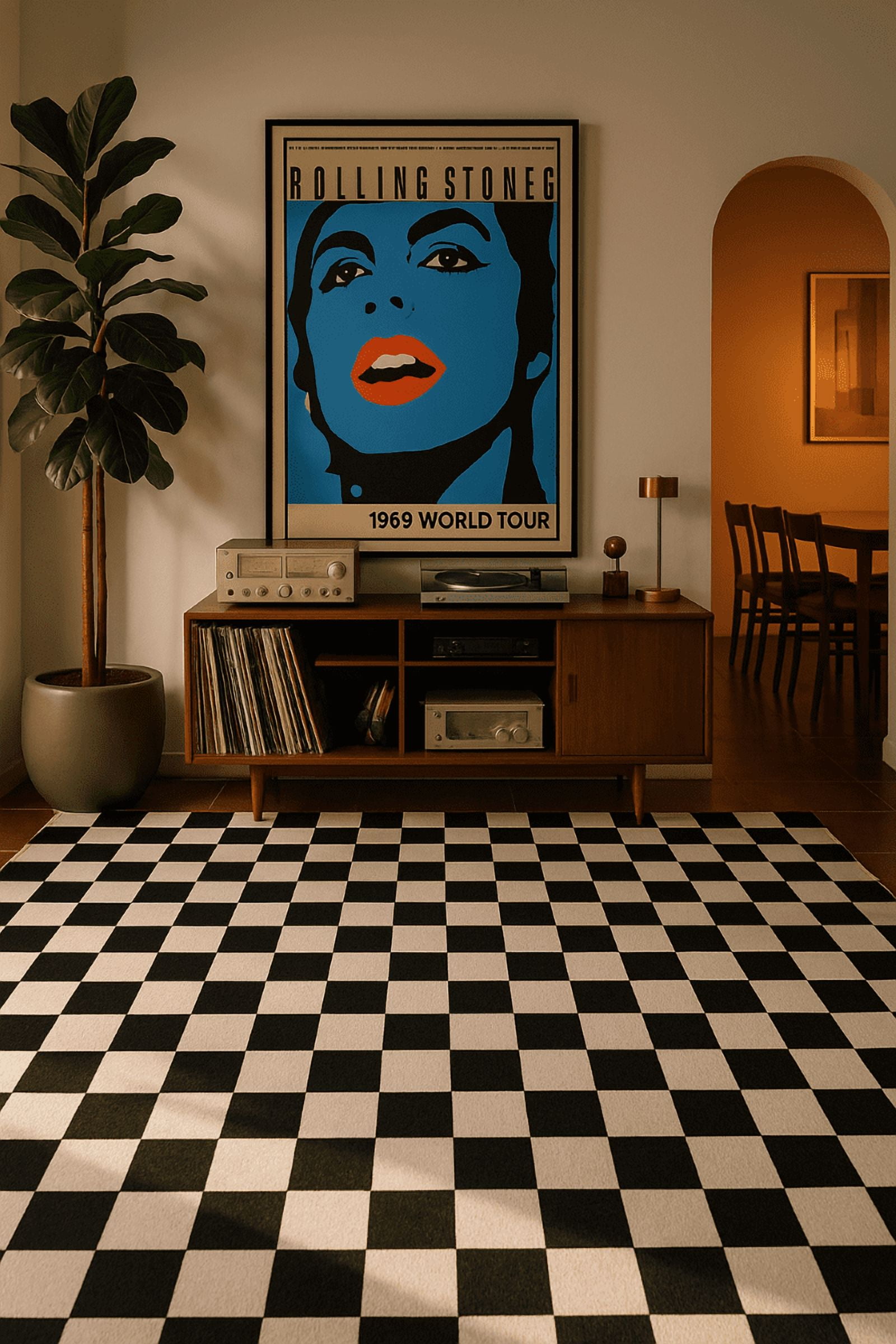 Tapis de surface Géométrique Rug Branch Metro Checkered Noir 5' x 8' (Taille exacte: 5'3" x 7'7") Noir Contemporain - Living Room, Bedroom, Dining Room, and Kitchen