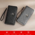 thumbnail image 5 of Cartera de piel sintética para mujer, cartera grande con cremallera, monedero minimalista para mujer, tarjetero de moda de gran capacidad, regalos para niñas y mujeres (negro), 5 of 5