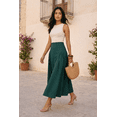 thumbnail image 5 of Moomaya Women’s 100% Cotton Midi Skirt | High Waist Panelled A-Line Flared Skirt with Side Gathers | Soft Breathable Summer Casual Wear, 5 of 5