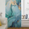 thumbnail image 6 of Teal Marble Sheer Curtains 63 Inches Long, Impressionist Ink Painted Abstract Light Filering Curtains, Breathable Simi Curtain Privacy Drapes for Living Room Bedroom Lightweight Window Treatment, 6 of 9