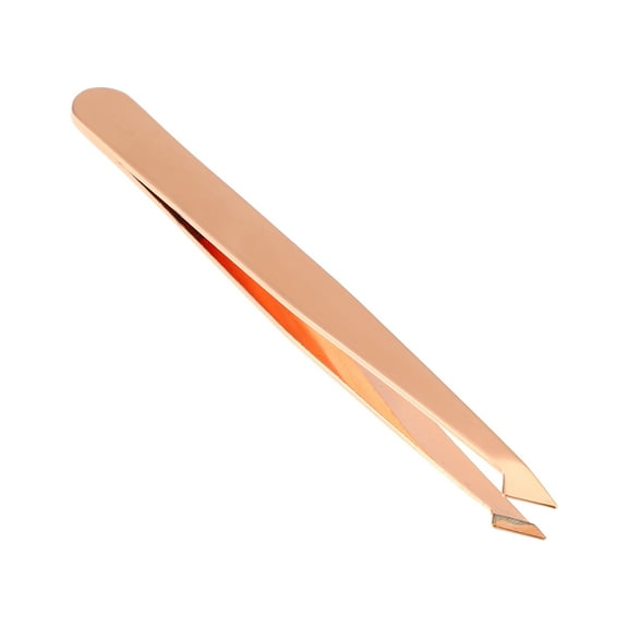 Unique Bargains Eyebrow Tweezers Stainless Steel Grooming Tool Tweezers for Eyebrows Nose Hair Rose Gold Tone