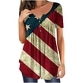 thumbnail image 1 of Lenago Hauts d'Été Grande Taille Mignons pour Femmes Mode Féminine Débardeur Imprimé Col Rond Manches Courtes Ample Pull Tenues du 4 Juillet pour Femmes, 1 of 3