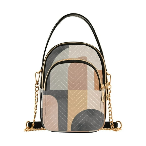 FORMRS Crossbody Bag for Women Quilted Travel Shoulder Cell Phone Purse with Chain Strap Handbag, Abstract Shapes