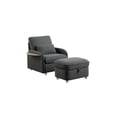 thumbnail image 2 of Lilola Home Huckleberry Dark Gray Linen Accent Chair with Storage Ottoman and Folding Side Table, 2 of 6