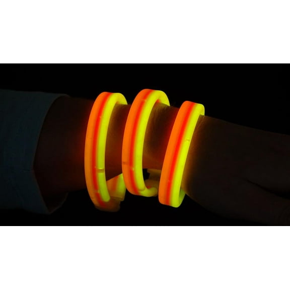 DirectGlow Triple Wide Thick Glow Stick Bracelets Party Favors Red Orange Yellow 30ct
