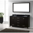 thumbnail image 4 of Caroline Avenue 60" Double Bathroom Vanity in Espresso with Black Galaxy Granite Top and Square Sink with Mirror, 4 of 5