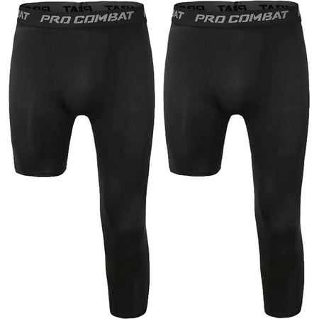 

Elbourn 2PCS Men s 3/4 One Leg Compression Capri Tights Pants Athletic Base Layer Underwear(Short Right 3XL)