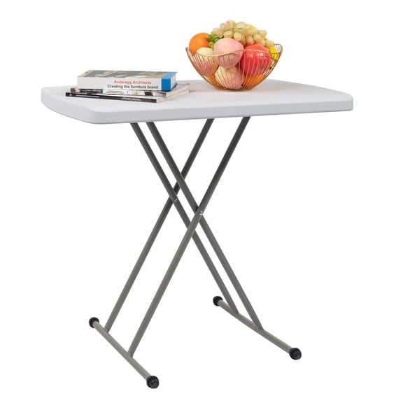 Xilee  29.92 x 19.69 x 27.76 Liftable Garden Plastic Table, Garden Plastic Liftable Table, Outdoor& Indoor Table for Backyard, White