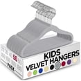 thumbnail image 1 of Utopia Home Perchas para niños de terciopelo (paquete de 50) – Perchas duraderas para bebé de 11 pulgadas para armario – Perchas perfectas para niños pequeños antideslizantes para uso diario (gris), 1 of 5