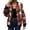 Brick Red, variant on Checkered Plaid Zip Up Jacket for Women, Ribbed Trim Long Sleeve, Casual Everyday Fall Outerwear with Pockets, 1 Piece, S-XXL, Plus Size Friendly
