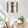 thumbnail image 3 of Brown White Ombre Wooden Wall Clock Silent Non Ticking, Abstract Art Modern Brown Gradient Square Wall Clocks Battery Operated, Decor Clock for Home Office, Living Room, Kitchen, 12 Inch, 3 of 9