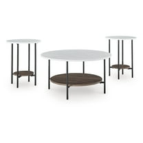 Signature Design by Ashley Wrenwich 3-Piece Coffee Table Set with End Tables - Brown/Black/White Finish