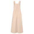 thumbnail image 4 of DGMIOCS Women's Solid Color Sleeveless Wide Leg Overalls with Pockets Loose Fit Jumpsuit Khaki XXL, 4 of 5
