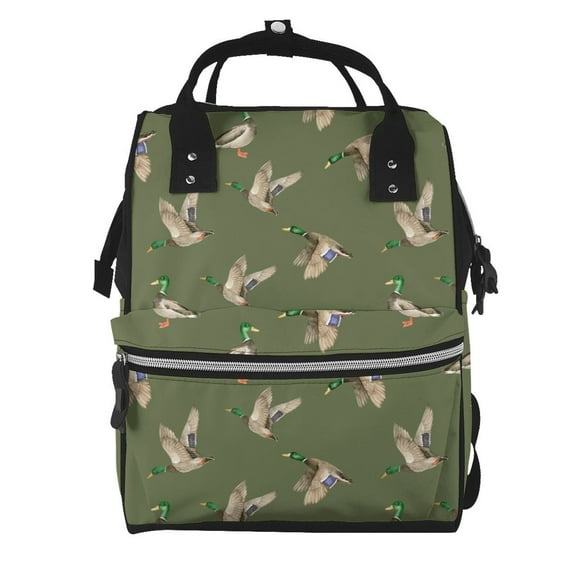 Ratiio Birds Wild Ducks Mummy Backpack - Waterproof Twill Canvas, Large Capacity Diaper Bag with Multiple Pockets and Adjustable Straps